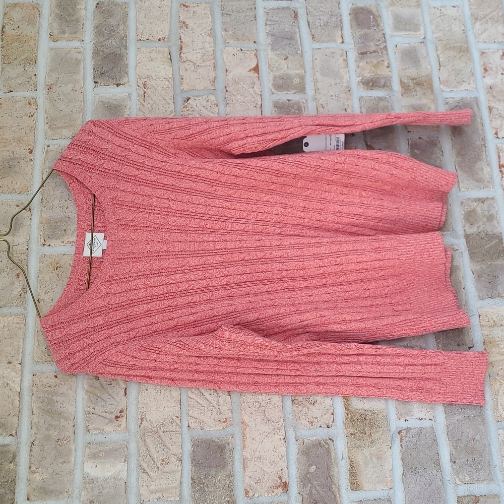 St. Johns Bay Cable Knit Red White Sweater XXL